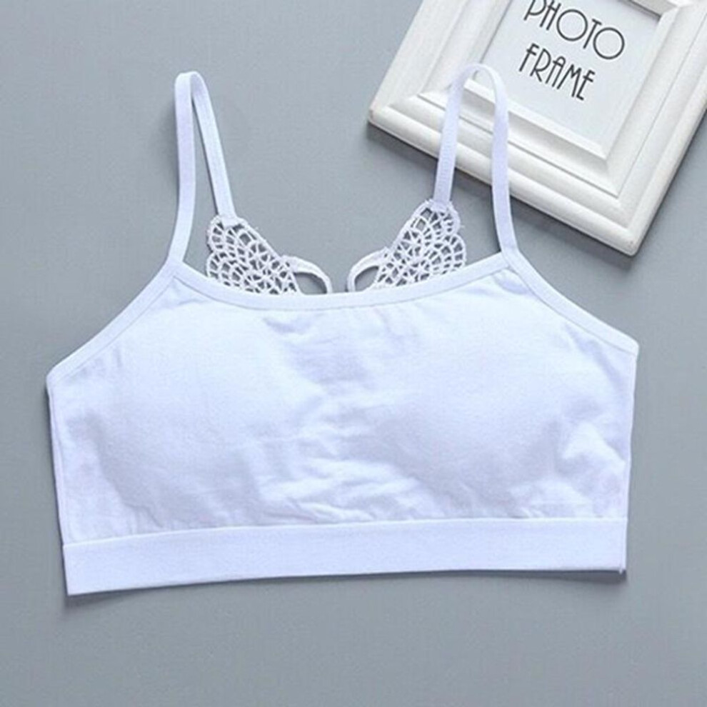 (white) Girls Training Bra Teenage Underwear Breathable Soft Teens Puberty Vest 8-16 Years