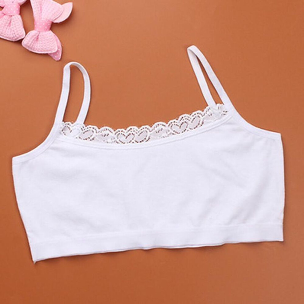 (white, one size) Girls Young Lace Bra Puberty Teenage Soft Cotton Underwear Training Bra 8-14years