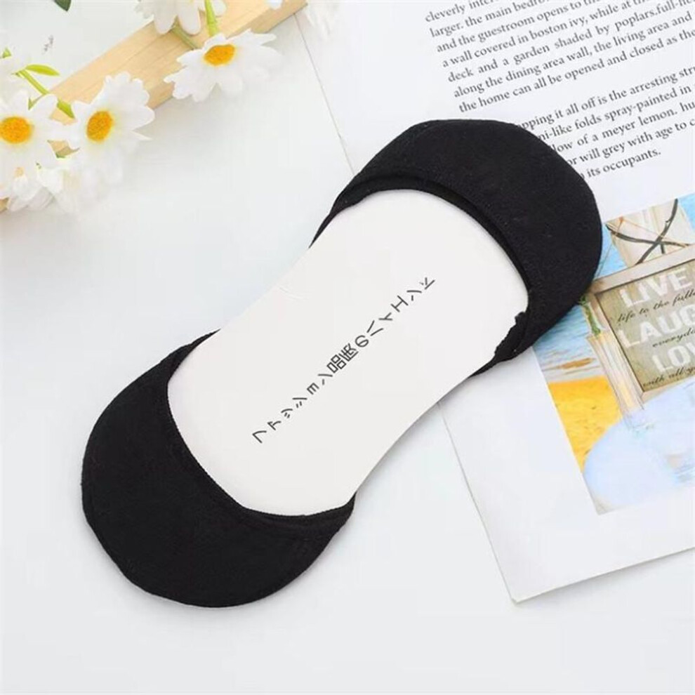 (black, one size) Women Cotton Boat Socks Silicone Non-slip Shallow Mouth High Heels Invisible Socks