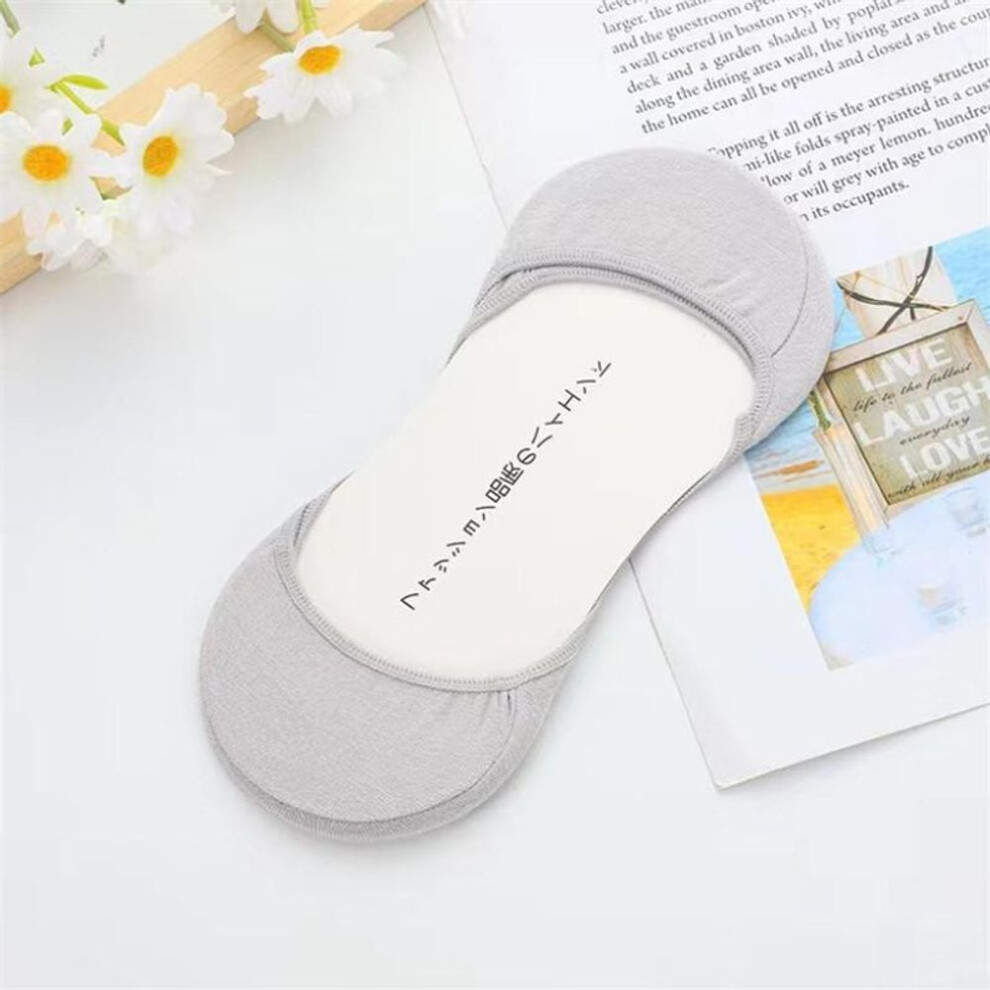 (grey, one size) Women Cotton Boat Socks Silicone Non-slip Shallow Mouth High Heels Invisible Socks
