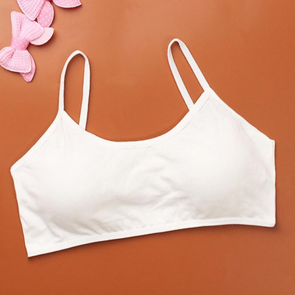 (white) Girls Soft Underwear Cotton Bras Kids Sports Teenage Children Solid Color Tank Tops