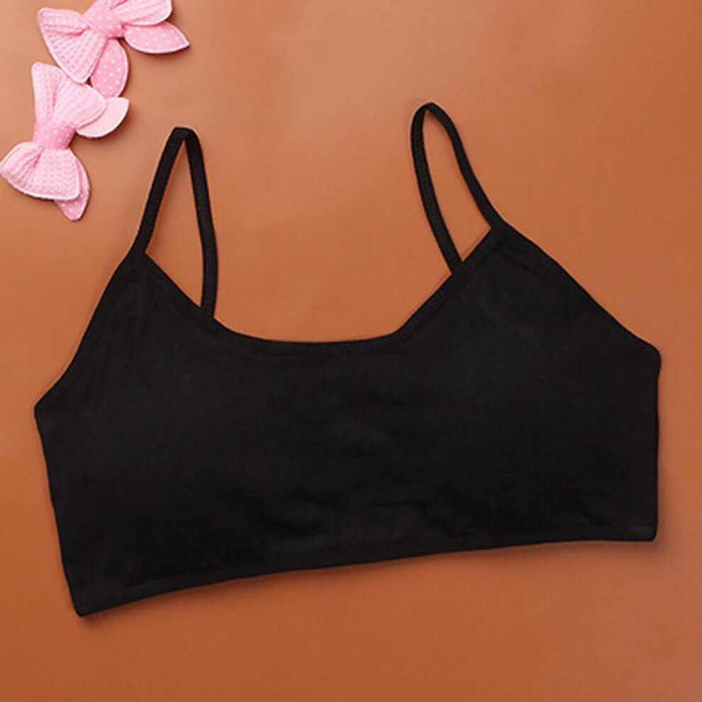 (black) Girls Soft Underwear Cotton Bras Kids Sports Teenage Children Solid Color Tank Tops