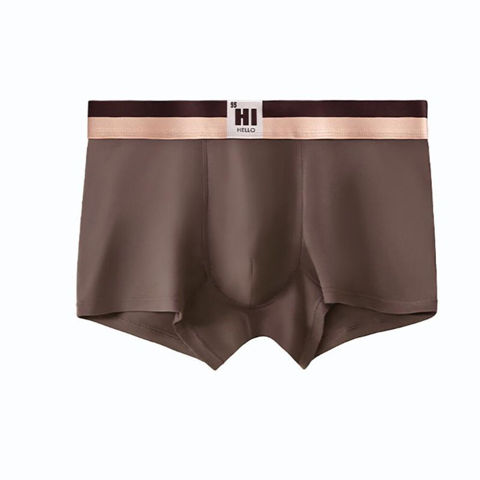 (brown, L) Men's Cotton Boxer Underwear Wide Waistband Boxer Shorts Moisture Wicking Boxer Underwear Panties For Men