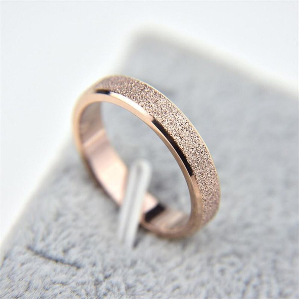 (rose gold, 10) Fashion Simple Sandblasted Ring Titanium Steel Wedding Band For Women Wedding & Engagement Jewelry