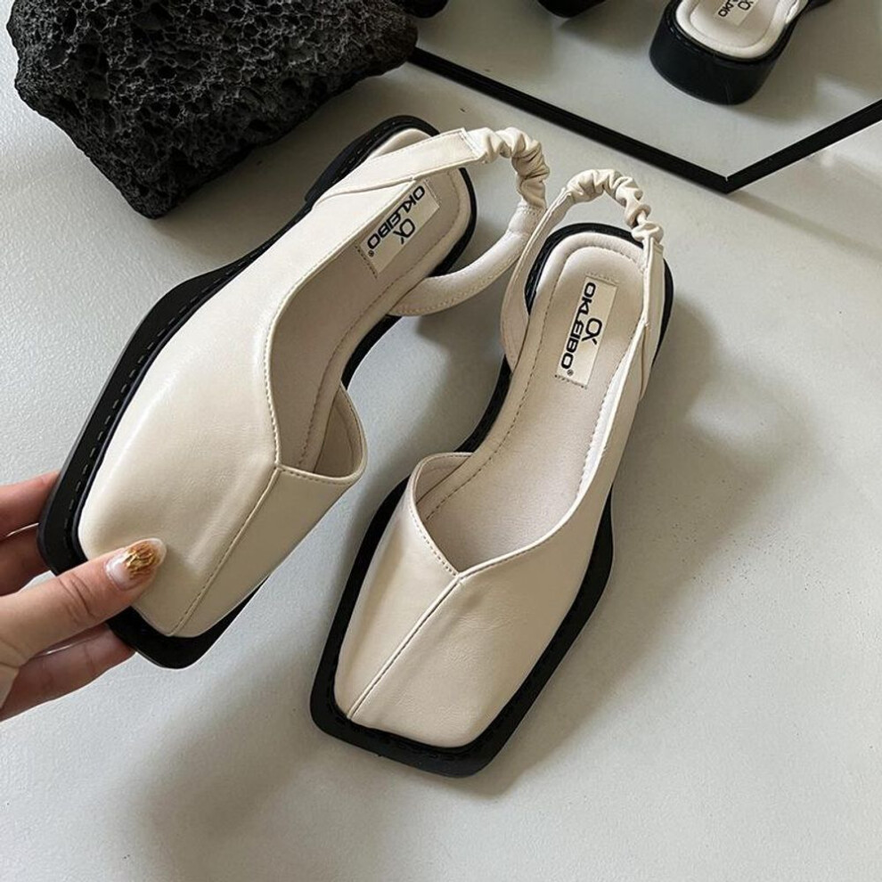 (beige, 39) 2024 Summer Elegant Ladies Sandals Fashion Ladies Elastic Band Flat Heel Women Shallow Party Shoes Women's Designer Sandals