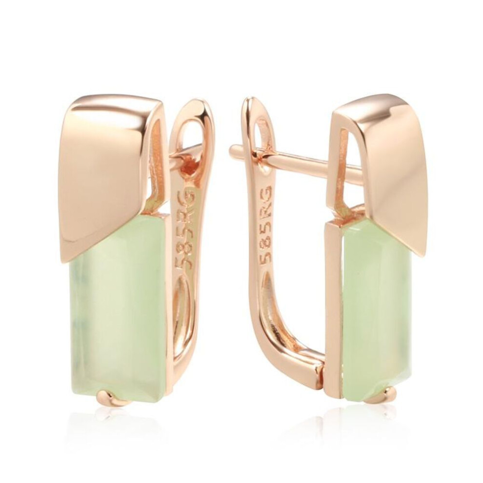 (green) Simple Geometric Mist Green Zircon Earrings for Women Fashion Daily Party Jewelry