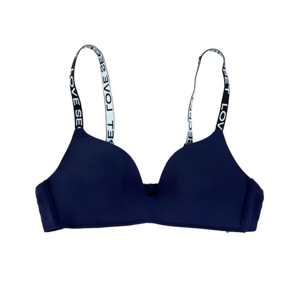 (blue, 36/80AB) Women's Seamless Letter Straps Bra Wireless Push Up Bra Sexy Lingerie Bralette Adjustable Deep U Letter Straps Girls Fashion Intimates