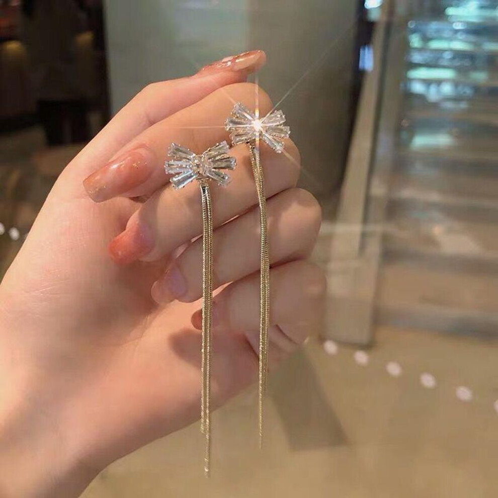 (sky blue) Long Dangle Earrings for Women 2021 Fashion Full Crystal Simulated Pearl Tassel Drop Earring Vintage Gold Brincos Jewelry