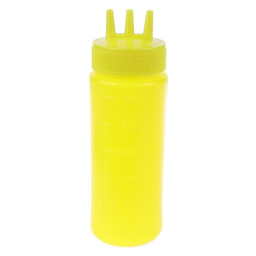 (yellow) 3 Hole Squeeze Bottle Sauce Vinegar Oil Ketchup Gravy Cruet Condiment Dispenser