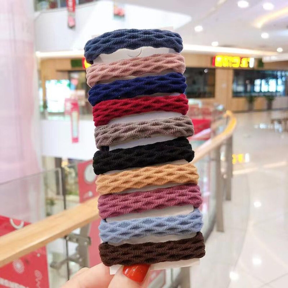 (multicolor, rhomboid) 10pcs Women Girls Basic Elastic Hair Band Ties Scrunchie Ponytail Holder Rubber Bands Simple Headband Hair Accessories For Women