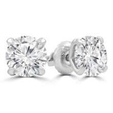 Majesty Diamonds MD240291 1.1 CTW Round Diamond 4-Prong Stud Earrings in 14K White Gold