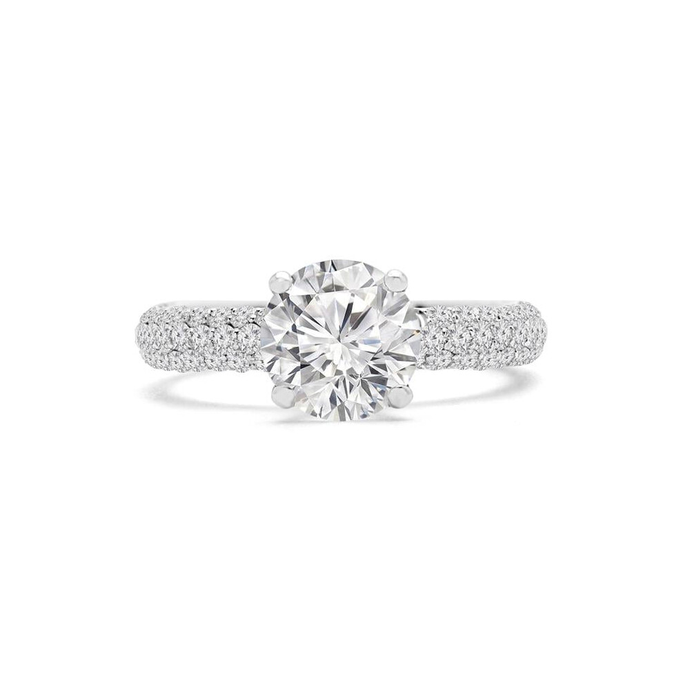 Photos - Ring Majesty Diamonds MD240178-8 1.5 CTW Round Lab Created Diamond Three-Row Pave Solitaire with Accents Engagement  in 10K W