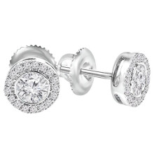 Majesty Diamonds MD240020 0.33 CTW Round Diamond Bezel Set Halo Stud Earrings in 14K White Gold