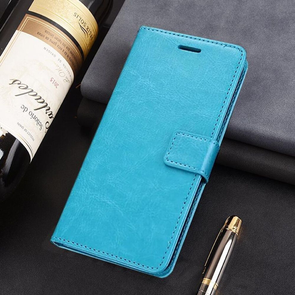(sky blue, Redmi 8A) Leather Wallet Phone Case For Samsung Galaxy Xiaomi Poco Redmi Huawei Honor iPhone Shockproof Flip Stand Bracket Cover