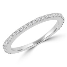 Majesty Diamonds MD160307-9 0.33 CTW Round Cut Diamond Semi Eternity Wedding Anniversary Band Ring in 14K White Gold, Size 9