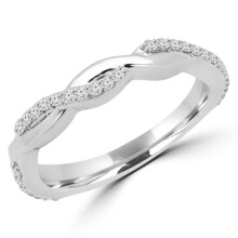 Majesty Diamonds MD160308-8.5 0.2 CTW Round Cut Diamond Infinity Wedding Band Anniversary Ring in 14K White Gold, Size 8.5