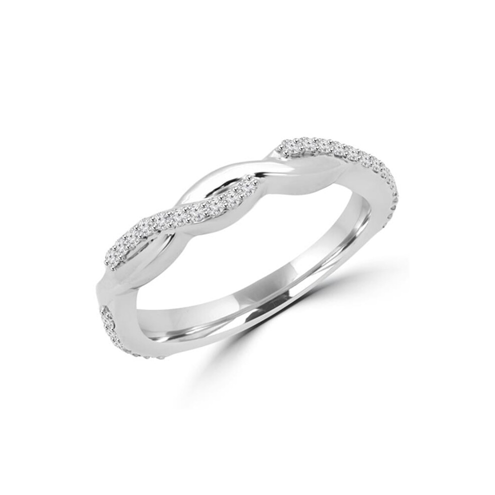Photos - Ring Majesty Diamonds MD160308-8.5 0.2 CTW Round Cut Diamond Infinity Wedding Band Anniversary  in 14K White Gold, Size 8.5