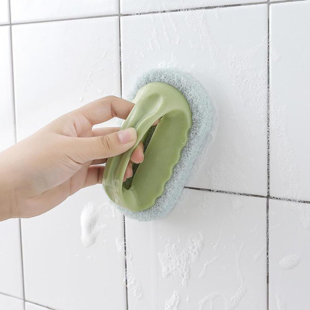 (light green) Handles Sponge Brush Blue Soft Magic Sponge Eraser Cleaning Bathtub Ceramic Tile Cleaner Tool