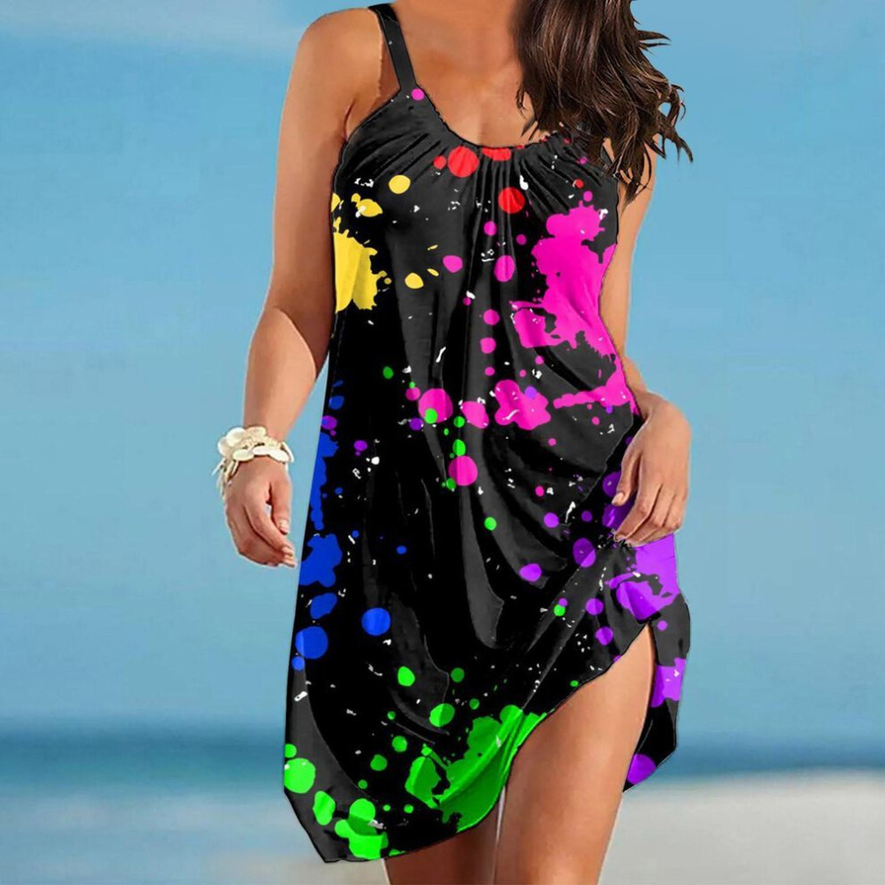 (4XL, multicolor) Women's Beach Dress Beach Wear Mini Dress Multicolor Crystal Butterfly Print Casual Modern Dress Sleeveless Loose Fit Outdoor Daily Pink Blue Summer