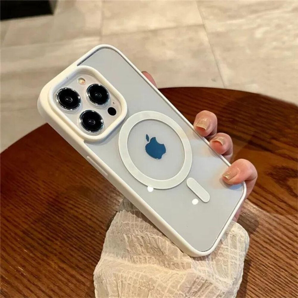 (white, iPhone 14 Pro) Luxury Magsafe Transparent Case for iPhone 16-11 Pro & More