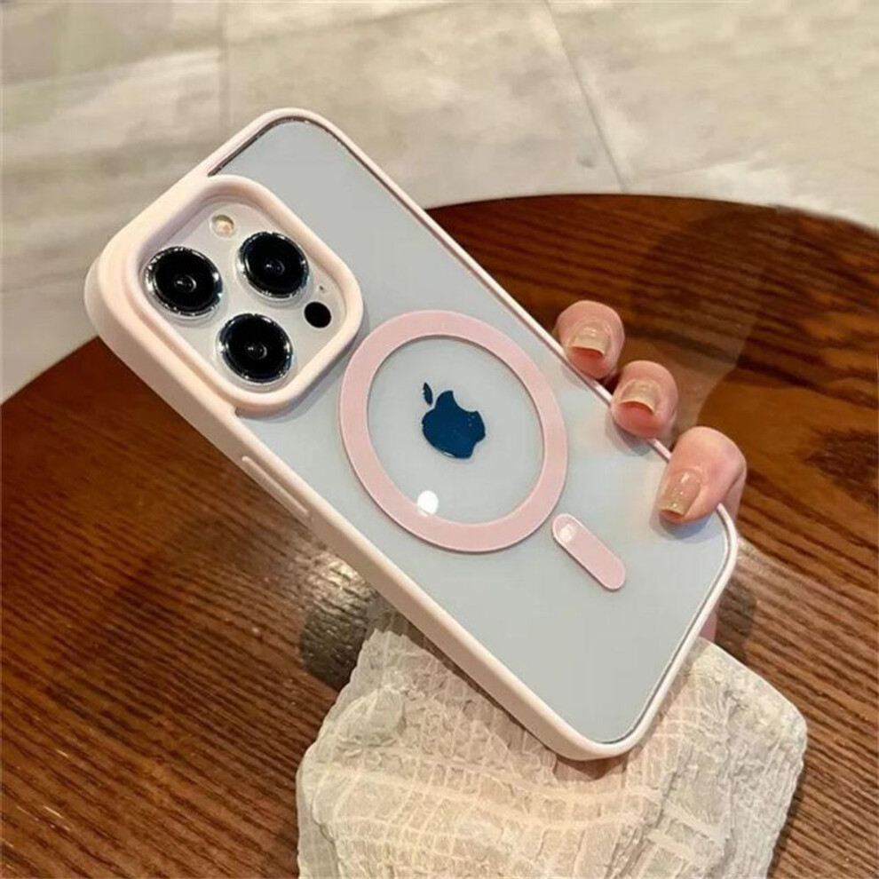(pink, iPhone 12 Pro Max) Luxury Magsafe Transparent Case for iPhone 16-11 Pro & More