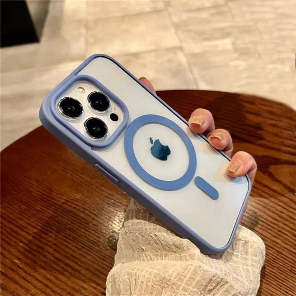 (blue, iPhone XS) Luxury Magsafe Transparent Case for iPhone 16-11 Pro & More