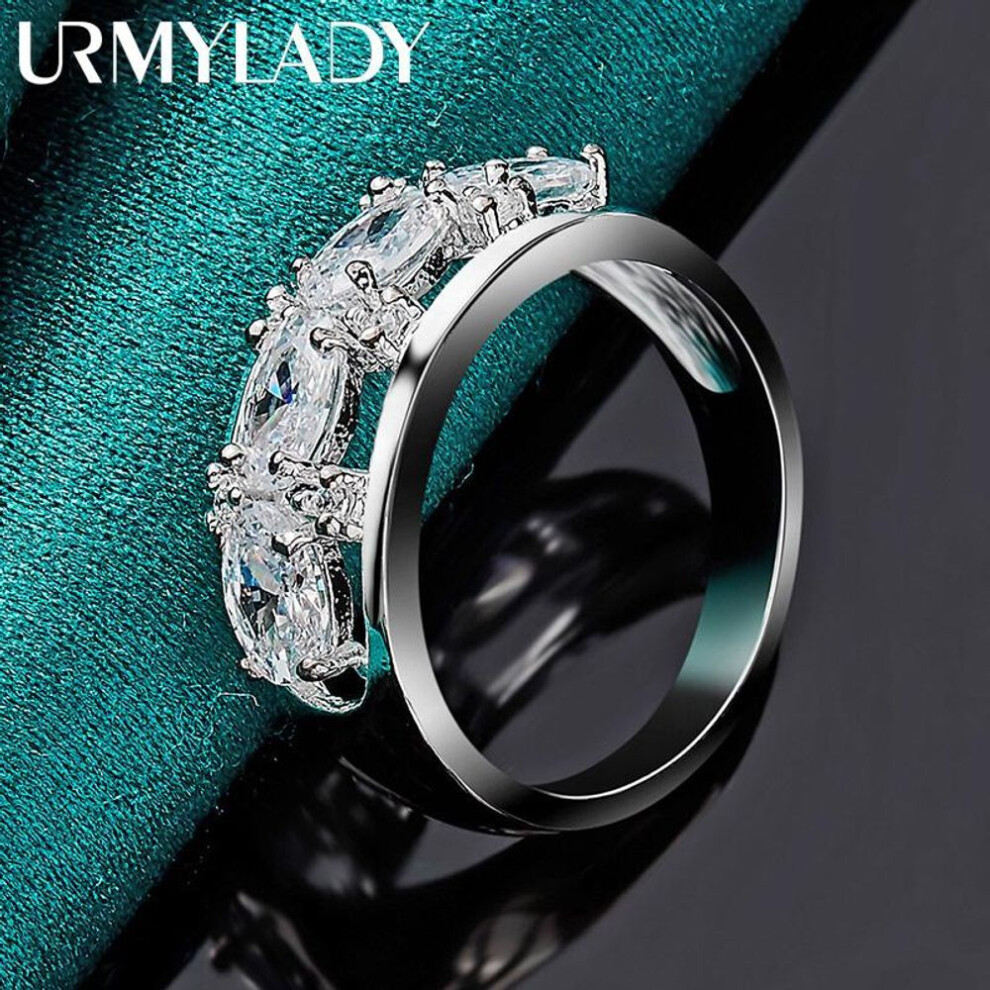 (9) 925 Sterling Silver Oval Zircon 7-10# Ring For Women's Fashion Charm Jewelry MR007