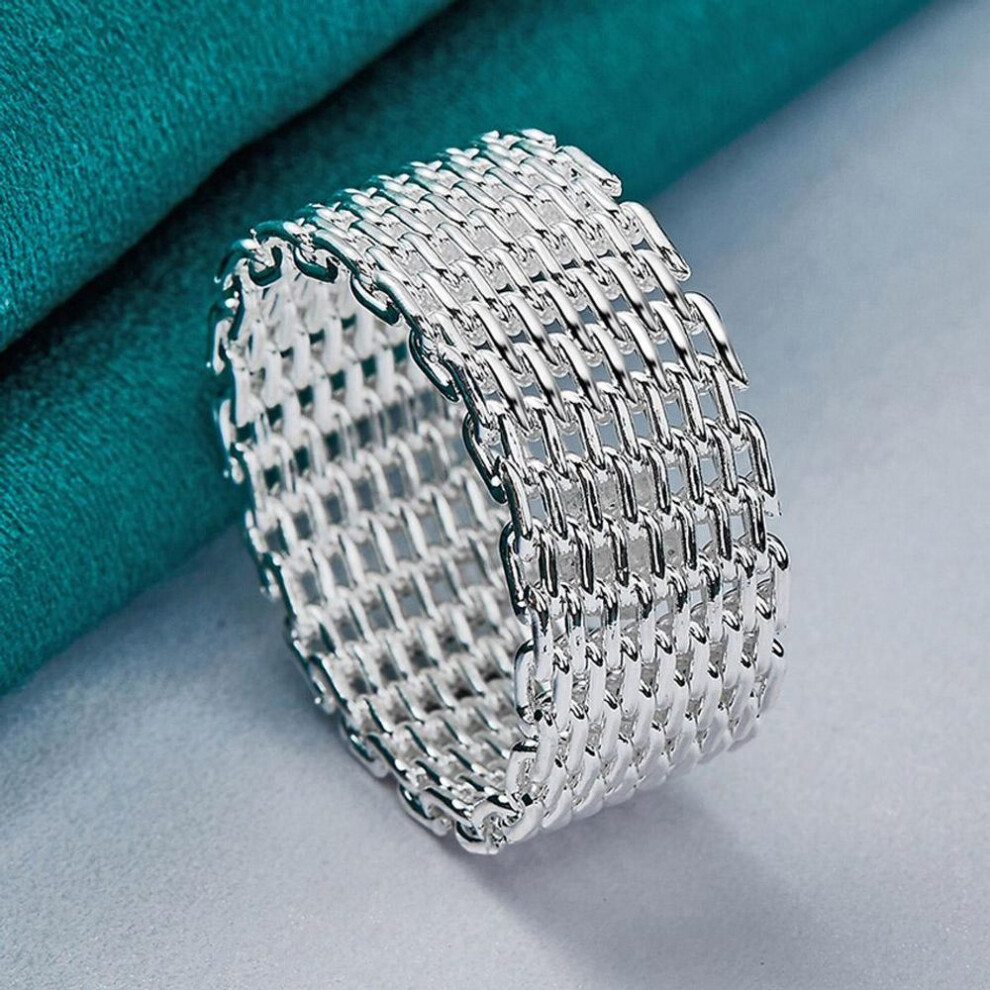 (6) Urmylady 925 Sterling Silver Woven Net Ring For Women Men Wedding Charm Engagement Party Fashion Jewelry
