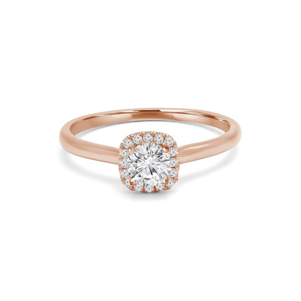 Photos - Ring Majesty Diamonds MD240129-8.5 0.33 CTW Round Diamond Cushion Halo Engagement  in 14K Rose Gold - Size 8.5