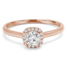 Majesty Diamonds MD240129-9 0.33 CTW Round Diamond Cushion Halo Engagement Ring in 14K Rose Gold - Size 9