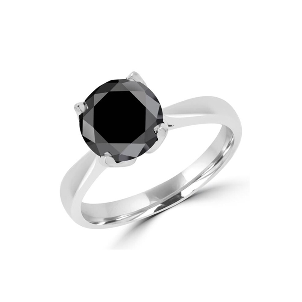 Photos - Ring Majesty Diamonds MD160312-8 2.25 CTW Round Cut Black Classic Solitaire Engagement  in 14K White Gold, Size 8