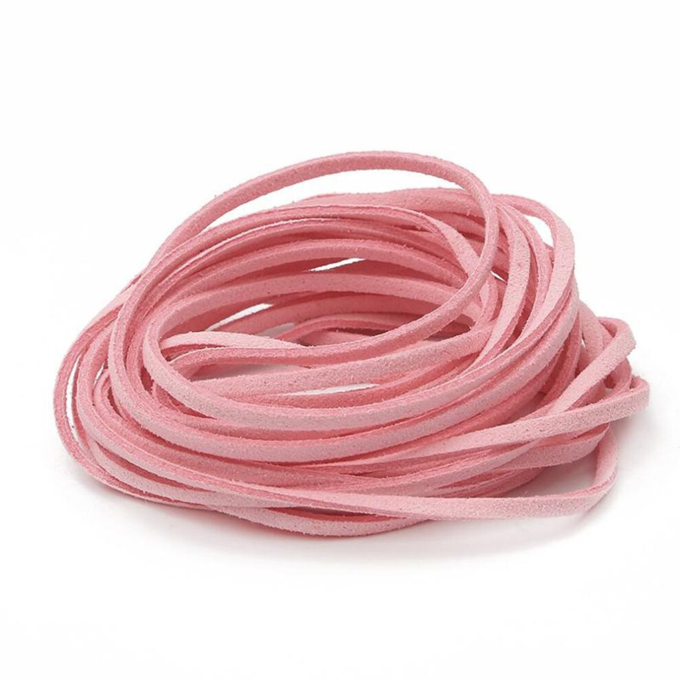 (pink, 1Meter) 3mm Micro-fiber Flat Faxu Leather Lace Beading Thread Faux Suede Cord String Velvet Beading Diy Jewelry Findings Supplies
