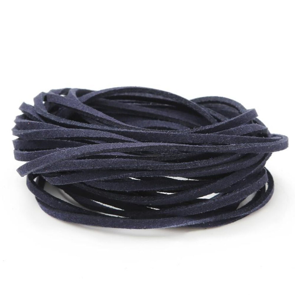 (deep,blue, 1Meter) 3mm Micro-fiber Flat Faxu Leather Lace Beading Thread Faux Suede Cord String Velvet Beading Diy Jewelry Findings Supplies
