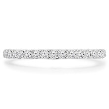 Majesty Diamonds MD230293-6.5 0.5 CTW Round Diamond 0.75 Way Shared-Prong Semi-Eternity Anniversary Wedding Band Ring in 14K White Gold - Size 6.5