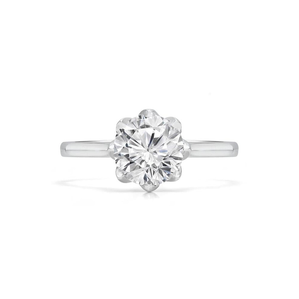 Photos - Ring Majesty Diamonds MD240056-6.5 0.4 CT Round Diamond 8-Prong Solitaire Engagement in 14K White Gold - Size 6.5