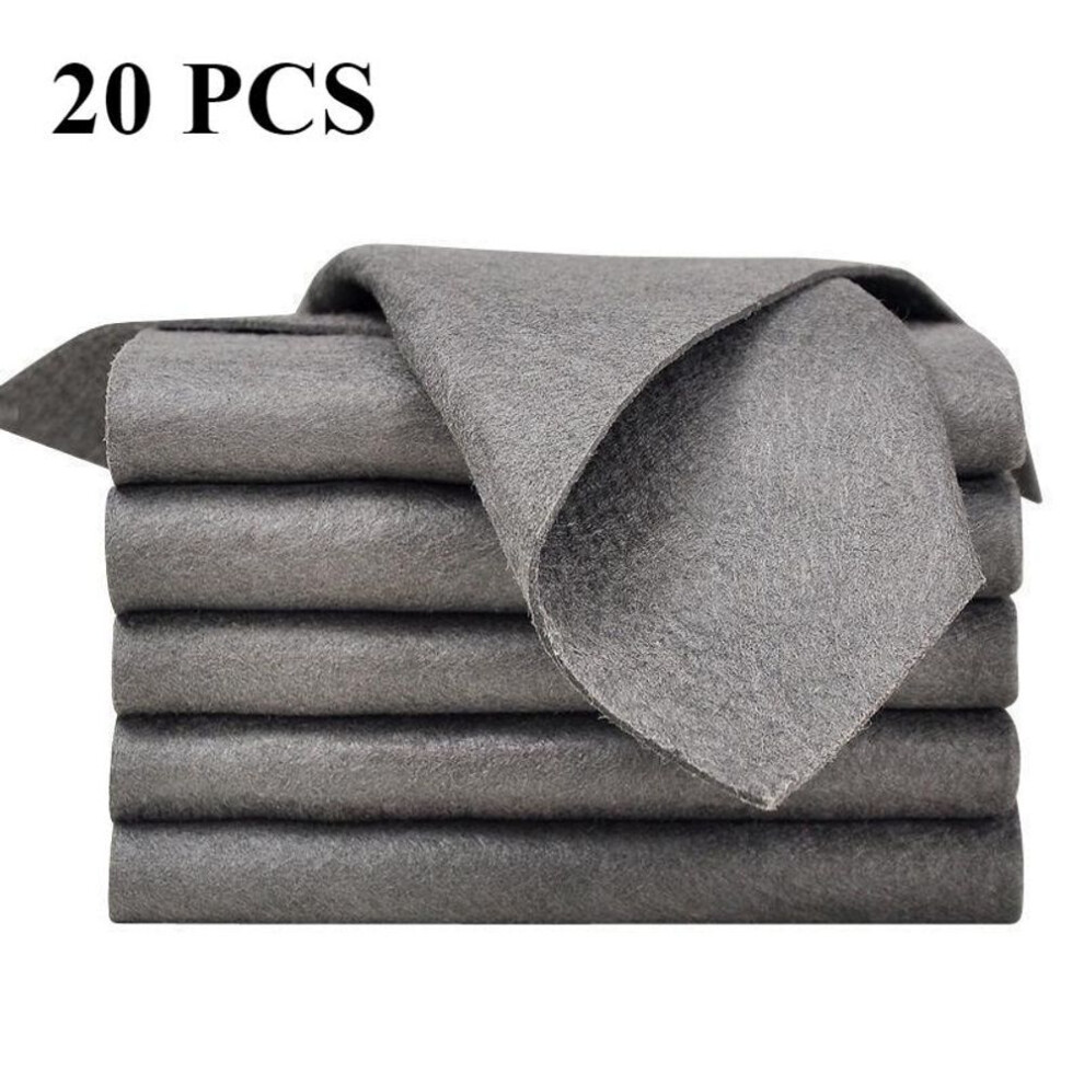 (grey, 20PCS) Thickened Magic Cleaning Glass Cloth Streak Free Reusable Microfiber Cleaning Cloth All-Purpose Towels for Windows Glass