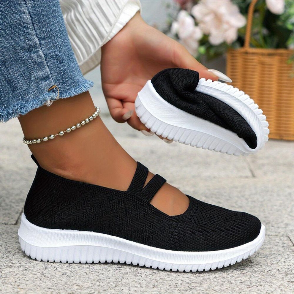 (black, 37) Women's Summer Casual Sneakers, Breathable Mesh Flats, Comfy Slip-on Loafers, Ladies Walking Shoes