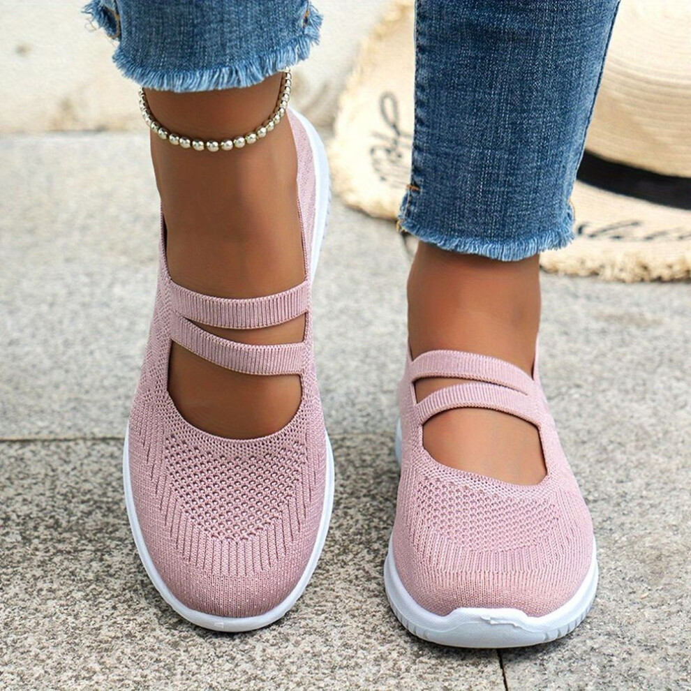 (pink, 37) Women's Summer Casual Sneakers, Breathable Mesh Flats, Comfy Slip-on Loafers, Ladies Walking Shoes