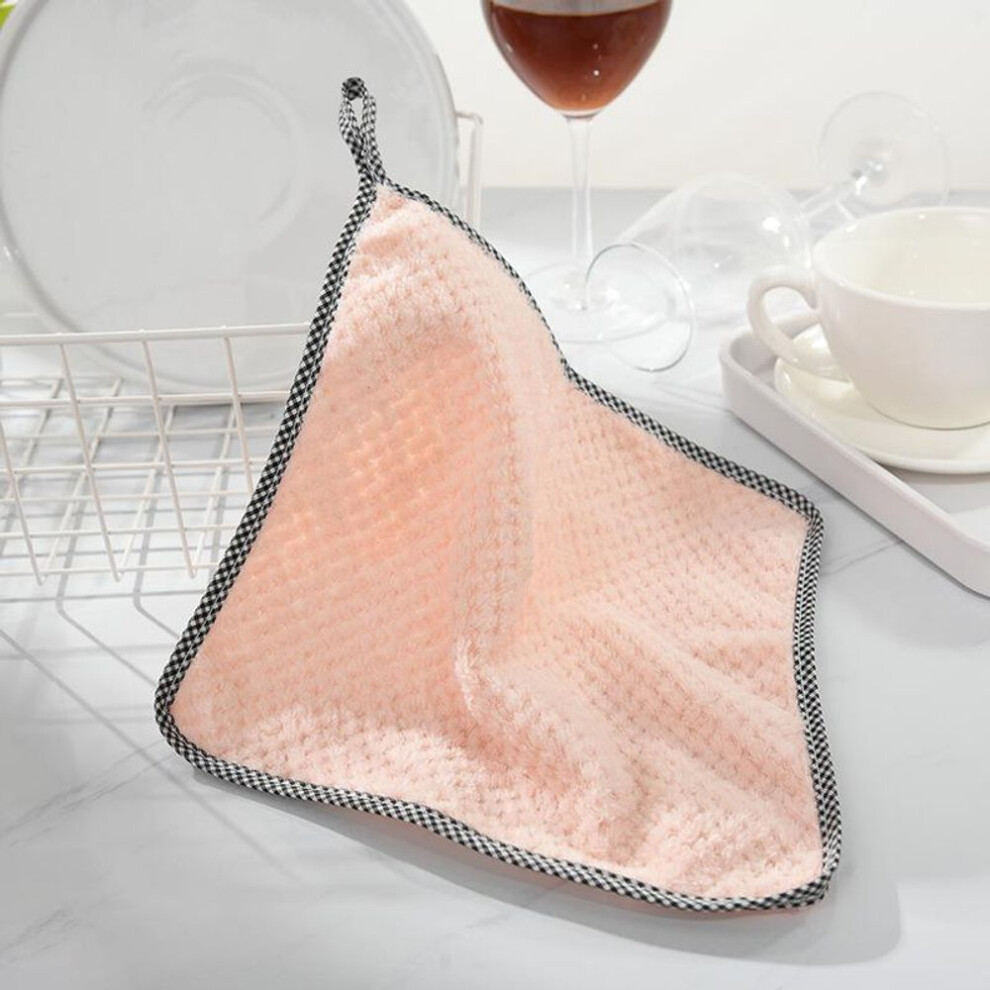 (pink, 1PCS) Kitchen Towels Of Household Super Absorbent Microfiber Towels, Kitchen Dish Cloths, Coral Velvet Washing Cloths, Tableware Cleaning And Wiping Tools