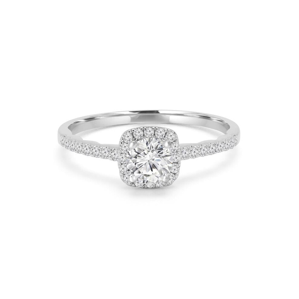 Majesty Diamonds MD240218-7 0.5 CTW Round Diamond Cushion Halo Engagement Ring in 14K White Gold - Size 7
