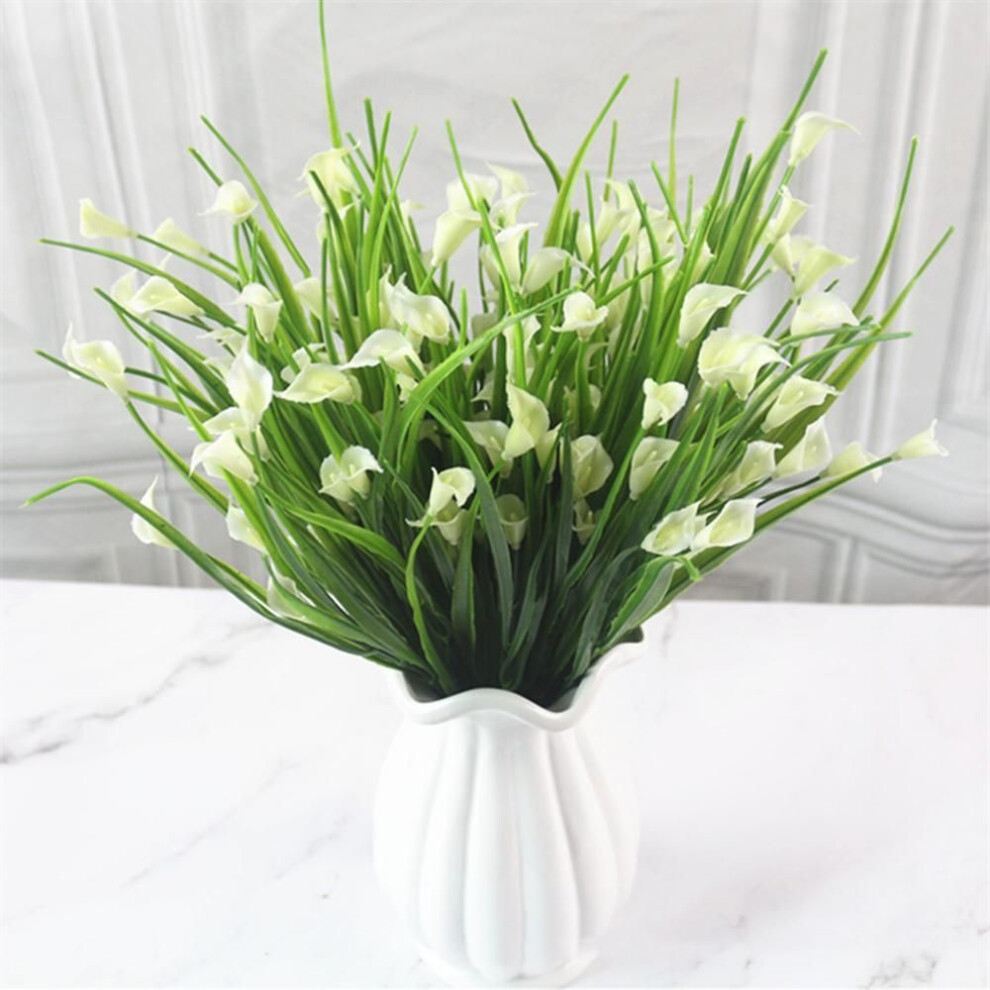 (white) 25 Heads/bouquet Mini Artificial Calla With Leaf Fake Lily Aquatic Plants Home Decoration Flower