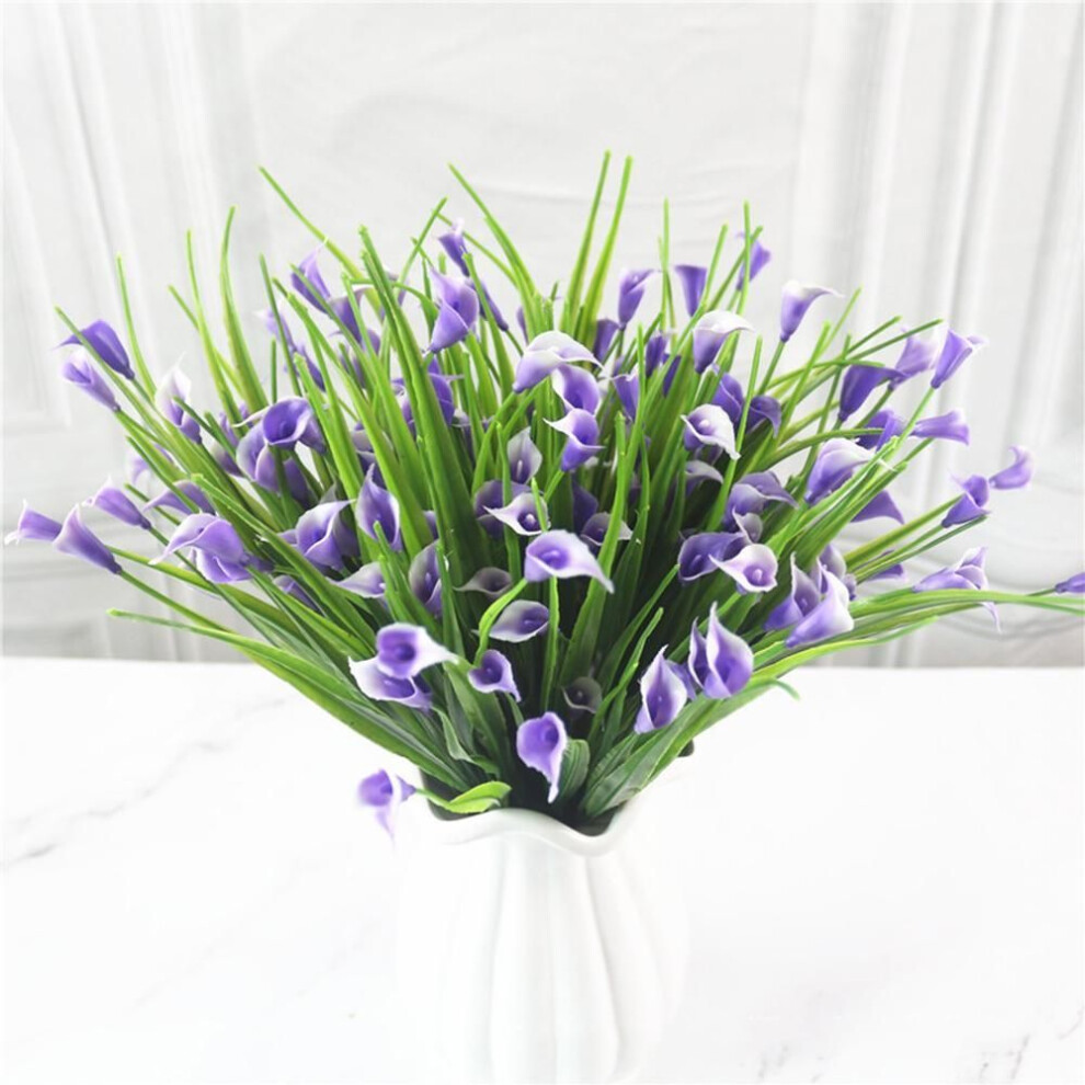 (purple) 25 Heads/bouquet mini artificial calla with leaf fake lily Aquatic plants home decoration flower