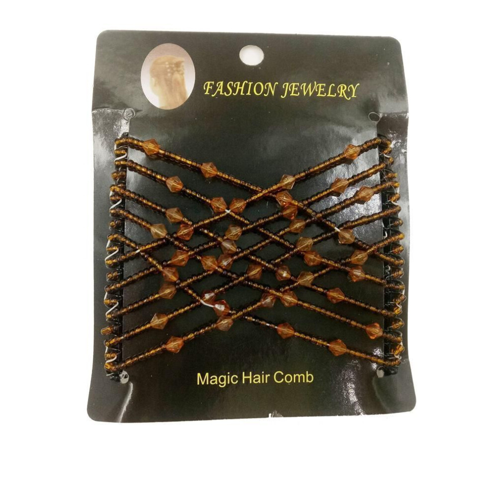 (brown, 8.5cm*7.5cm) Ladies Party Hair Styling Double Slide Stretchy Clip