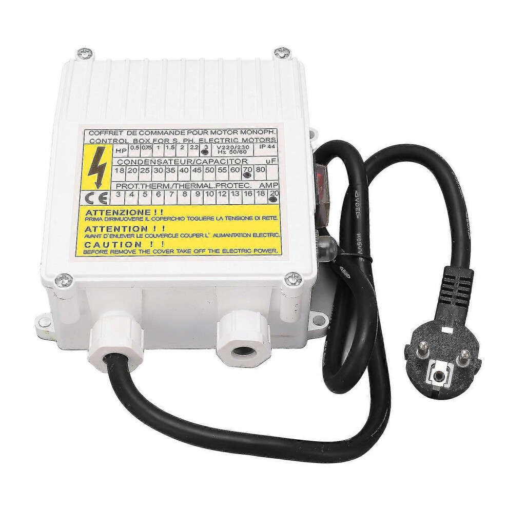 (As Show, One Size) 3.0Hp Submersible Deep Well Pump Control Box 2.2Kw 220V Eu Plug 20A Switch Controller 70Uf 5063595923395