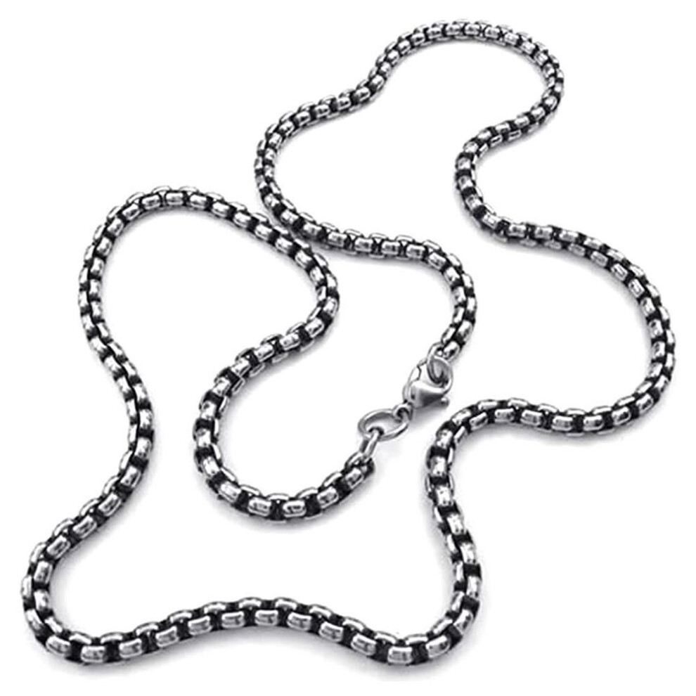 (black, 65cm) Jewelry Necklace For Men Chain Biker Retro Link Stainless Steel For Men With Gift Bag