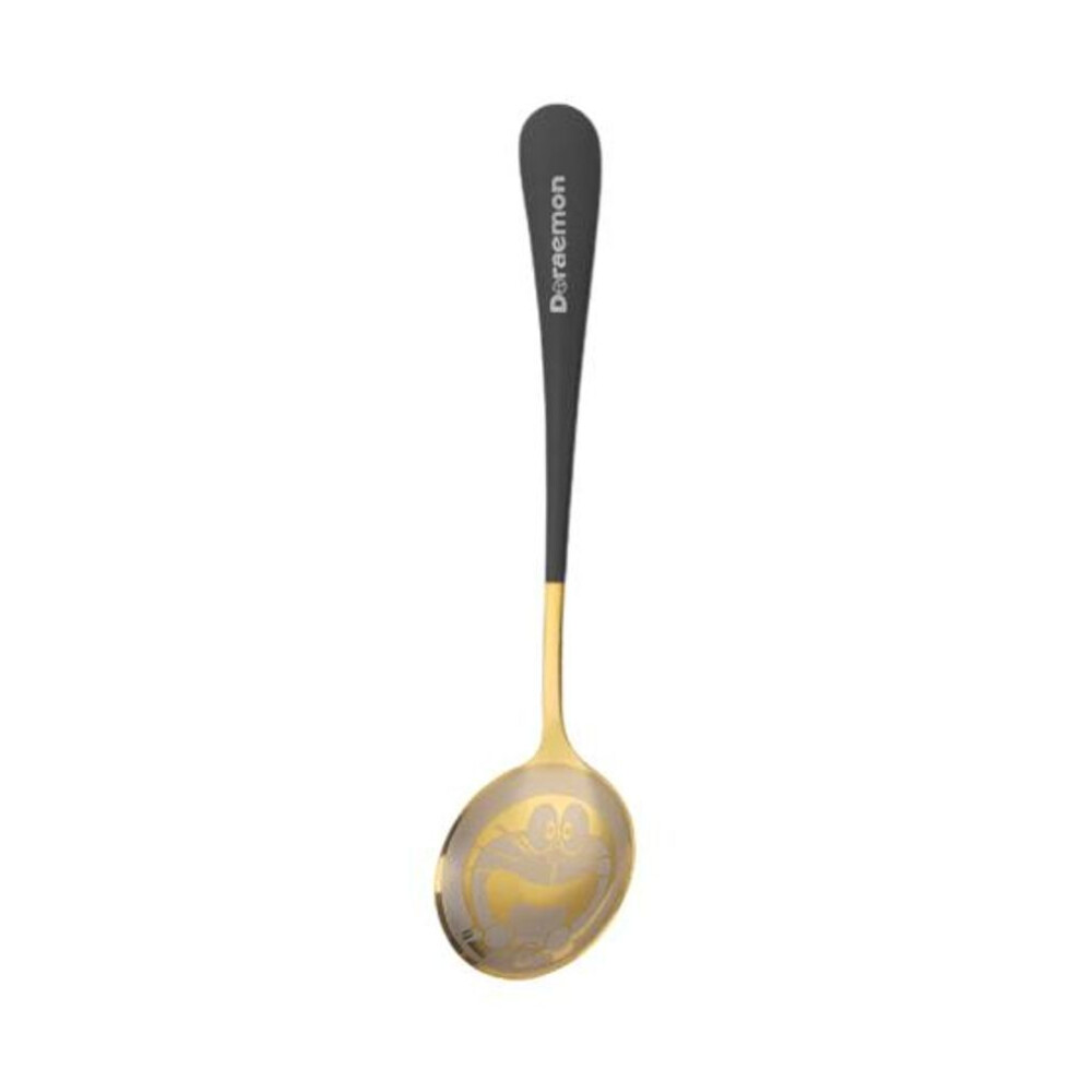 (black) Soup Spoon Thickened Long Handle Stainless Steel Doraemon Lovely Coffee Spoon Restaurant Flatware