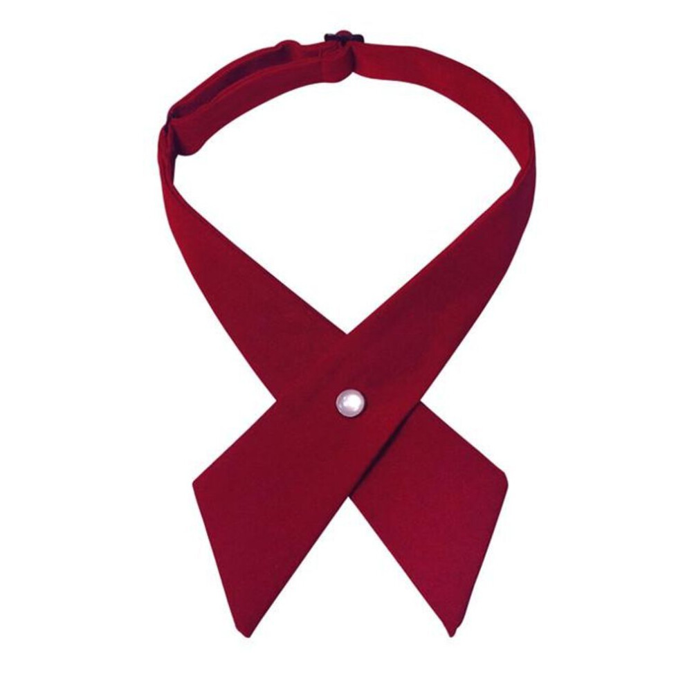 (wine red, One size) Crisscross Bow Tie Fashion Solid Color Detachable Collar Men and Women Jk Collar
