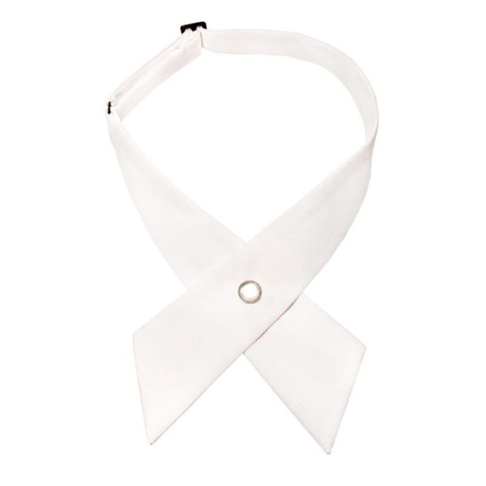 (white, One size) Crisscross Bow Tie Fashion Solid Color Detachable Collar Men and Women Jk Collar