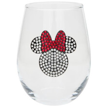 Minnie Mouse 872707 Minnie Mouse Rhinestone Icon Stemless Wine Glass, Clear