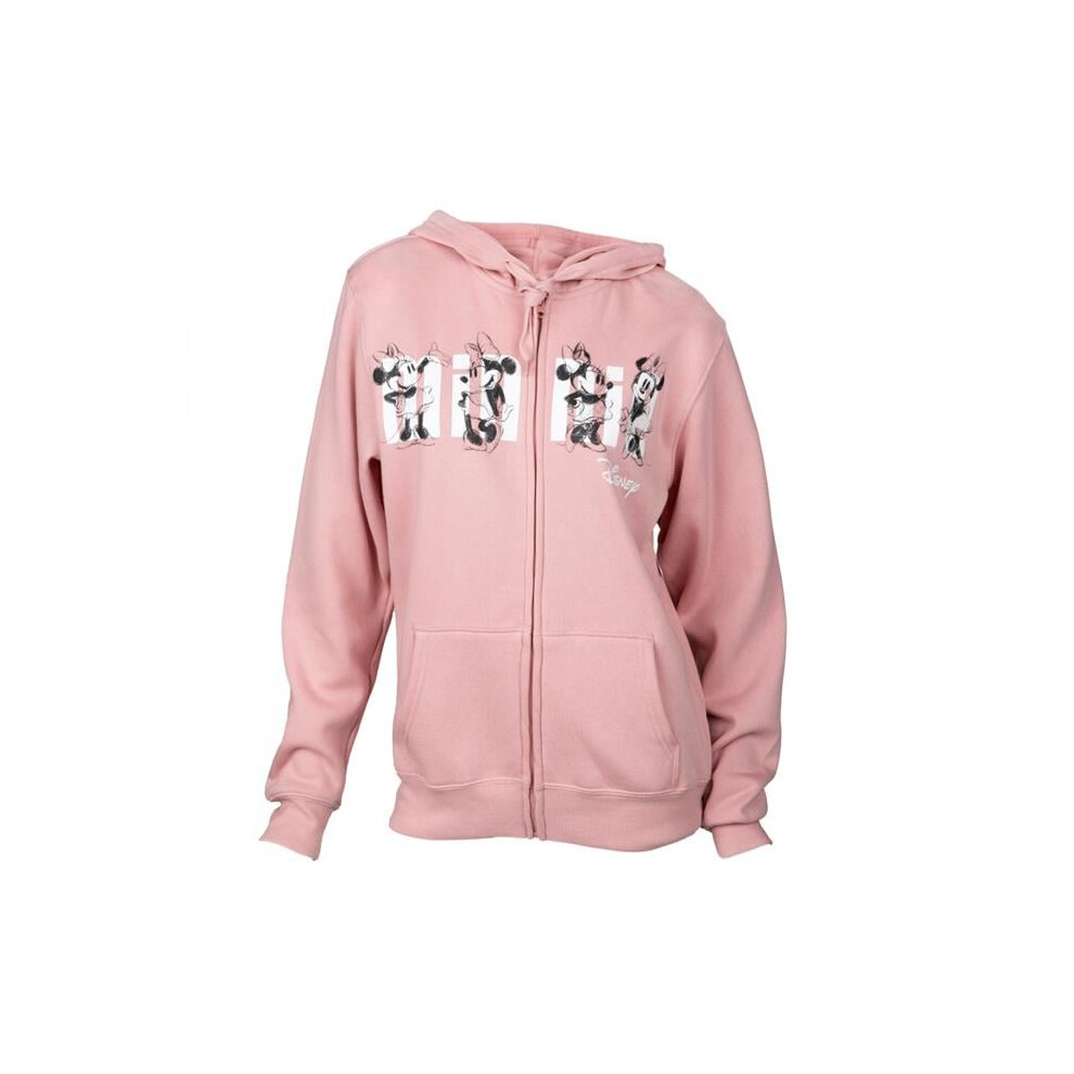 Minnie Mouse 872749-medium Minnie Mouse Classic Sketches Dusty Rose Zip-Up Hoodie - Medium